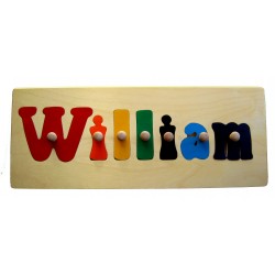 Personalized Wooden Puzzle Vintage Style "Primary colors"